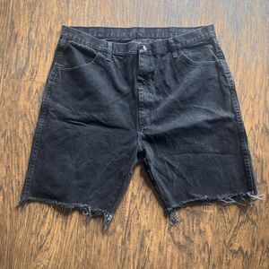 Vintage Rustler Men’s Denim Shorts Black Jorts Cut Offs Distressed Size 42 Waist